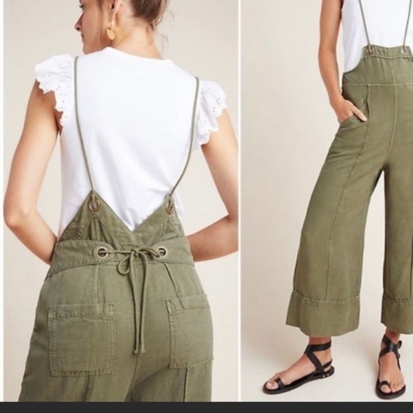 Anthropologie Olive Green Wide-Leg Jumpsuit - Picture 2 of 3